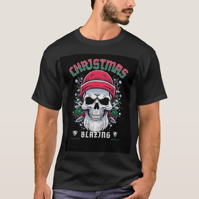 Edgy Skull Christmas Tee – Blazing Style (Front)