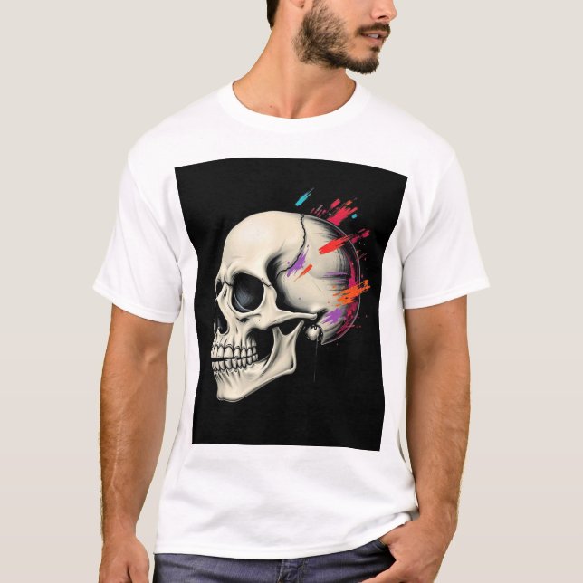 Edgy Skull Graphic Men's T-shirt- Bold and Stylish T-Shirt (Front)