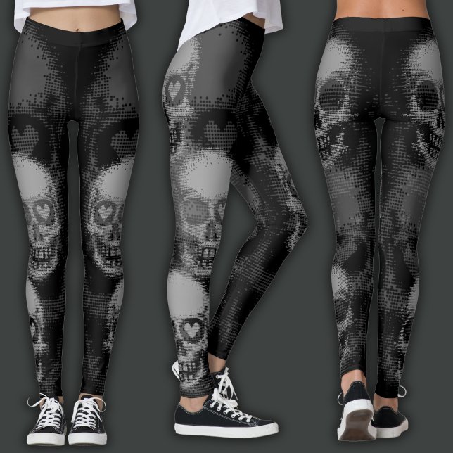 Edgy Skull | Grey & Black Leggings (Creator Uploaded)