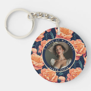 Edgy sympathy keepsake Peony Flower Key Ring