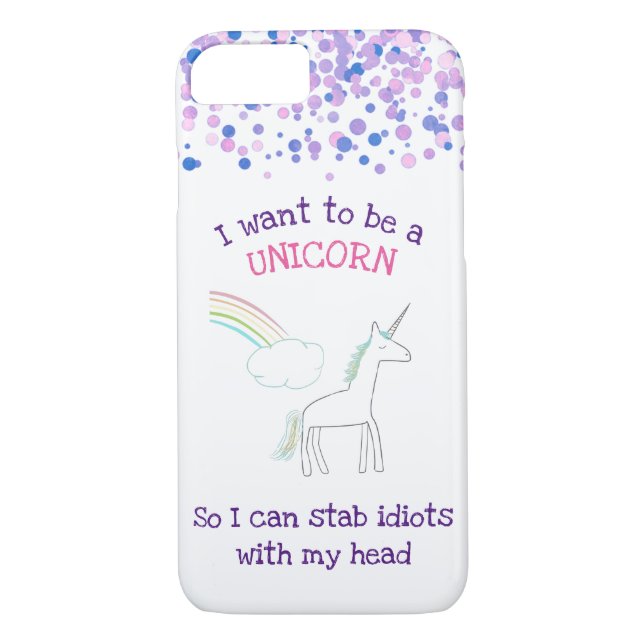 Edgy Unicorn with Rainbow and Confetti Funny Case-Mate iPhone Case (Back)