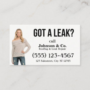 Edgy Wet Girl Roofing & Leak Repair Business Card