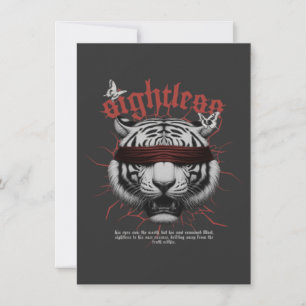 Edgy White Tiger Greeting Card: Dark Aesthetic Invitation