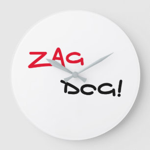 Edgy White Zag Dog Quartz Wall Clock