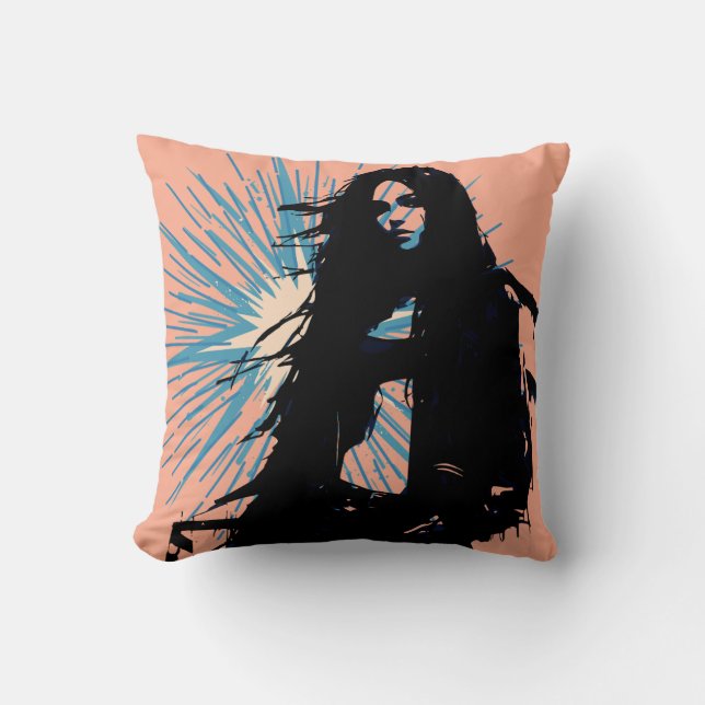 Edgy Woman Vector Art Cushion (Front)