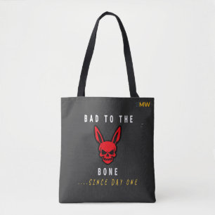 Edgy Y2K Bad To The Bone Dog Skull Black Tote Bag