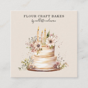 Edible Flower Cake Baker Pastry Chef Bakery Square Business Card