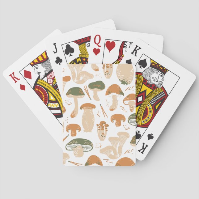 Edible Mushrooms Linocut Vintage Pattern Playing Cards (Back)