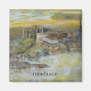 Edinbourgh castle ochre beige painting Scotland Magnet