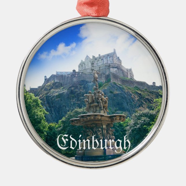 Edinburgh Castle Customise Product Metal Tree Decoration (Front)