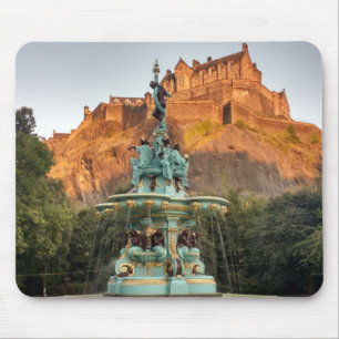 Edinburgh Castle Fountain Princes Street Gardens Mouse Pad