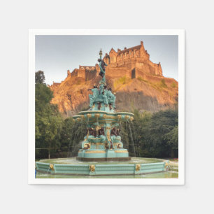 Edinburgh Castle Fountain Princes Street Gardens Napkin