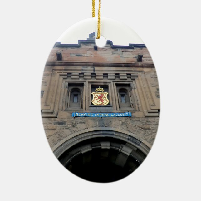 Edinburgh Castle Gatehouse Ceramic Tree Decoration (Back)