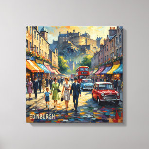 Edinburgh Castle High Street Scene Canvas Print
