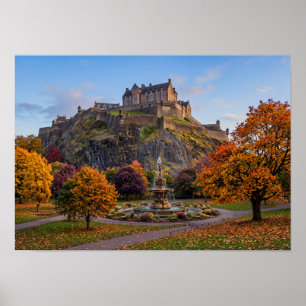 Edinburgh Castle in Autumn Gold Poster