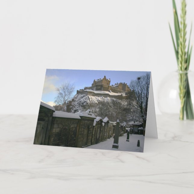 Edinburgh Castle in the snow. Holiday Card (Front)