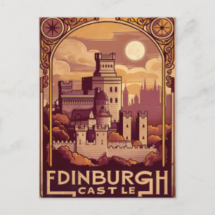 Edinburgh Castle Rock Vintage Retro Postcard