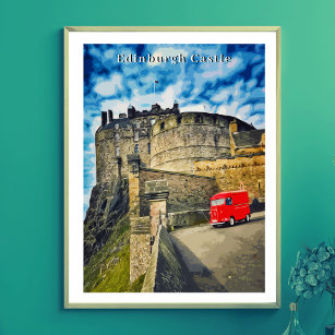 Edinburgh Castle Scotland Retro Style Poster