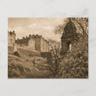 Edinburgh Castle Sepia Photograph Holiday Postcard