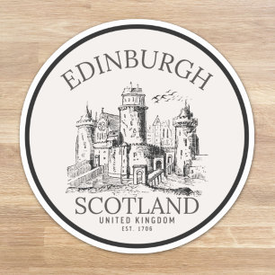 Edinburgh Castle Sticker   Vintage Travel Art