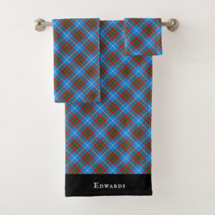 Edinburgh City Tartan Plaid Blue Red Bath Towel Set
