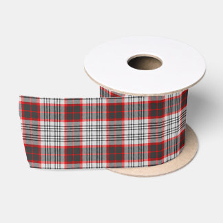 Edinburgh City Tartan Plaid Grey Black Red Satin Ribbon