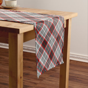 Edinburgh City Tartan Plaid Grey Black Red Short Table Runner