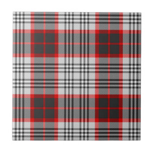Edinburgh City Tartan Plaid Grey Black Red Tile