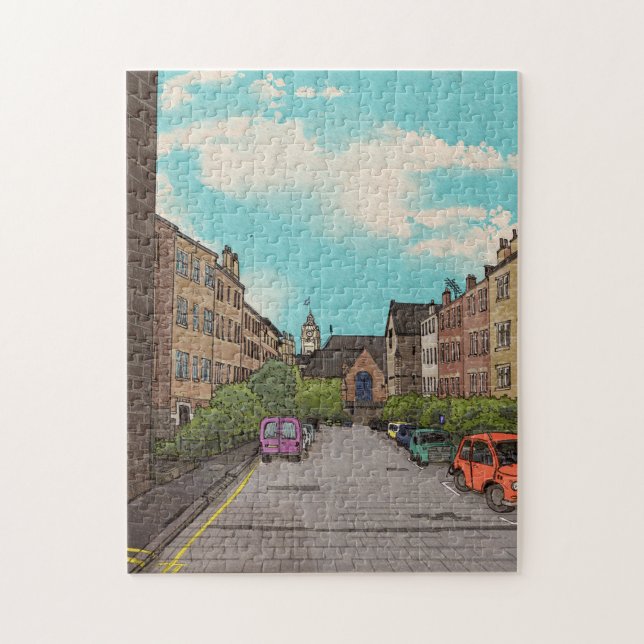 Edinburgh Downtown Cityscape Illustration Jigsaw Puzzle (Vertical)