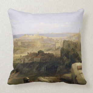 Edinburgh from the Castle, 1847 (oil on canvas) Cushion