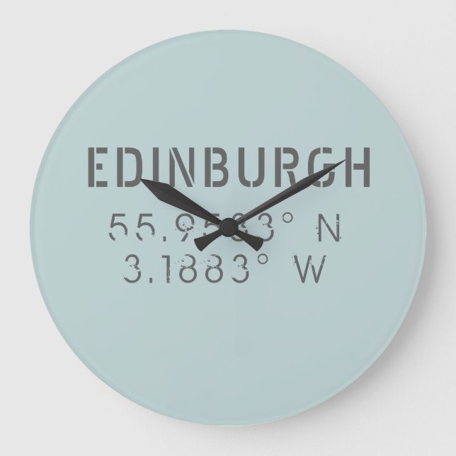 Edinburgh Latitude & Longitude Large Clock (Front)