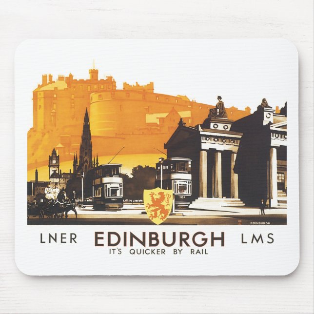 Edinburgh LNER Fine Vintage Travel Poster Mouse Pad (Front)