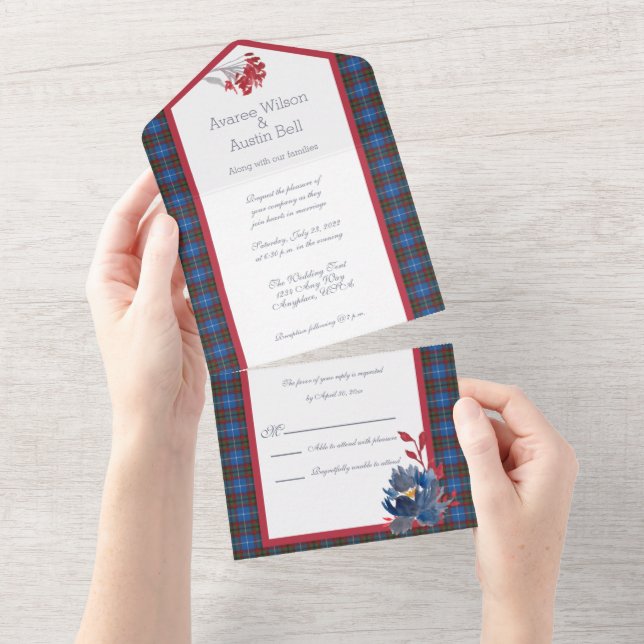 Edinburgh Original  Scottish Tartan  All In One Invitation (Tearaway)