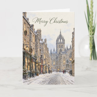 Edinburgh Royal Mile Watercolour Merry Christmas H Holiday Card