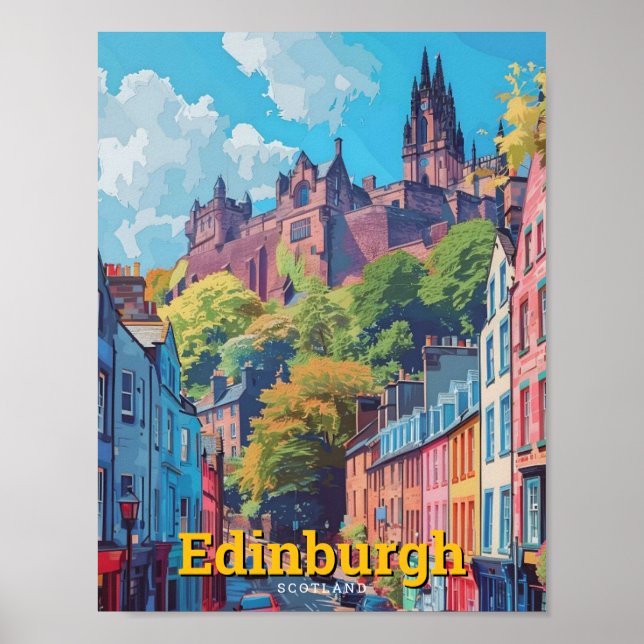 Edinburgh Scotland Art Vintage Travel  Poster (Front)