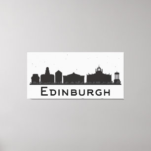 Edinburgh Scotland   Black and White Skyline Canvas Print