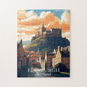 Edinburgh, Scotland Castle Vintage Travel Jigsaw Puzzle