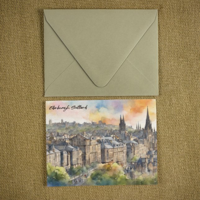 Edinburgh Scotland Castle Watercolor Travel Postcard (edinburgh scotland watercolor postcard)
