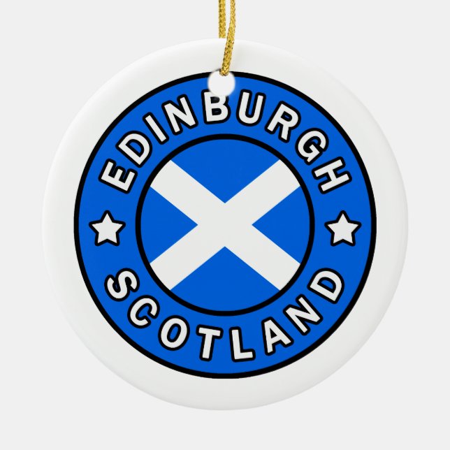Edinburgh Scotland Ceramic Tree Decoration (Front)