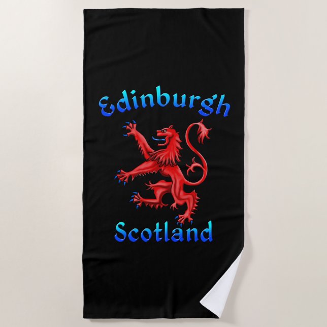 Edinburgh Scotland Lion Rampant Scottish Flag Beach Towel (Front)