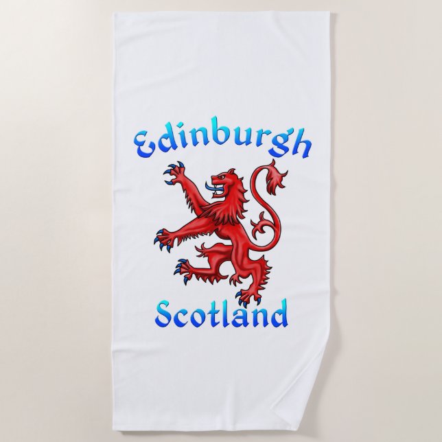 Edinburgh Scotland Lion Rampant Scottish Flag Beach Towel (Front)