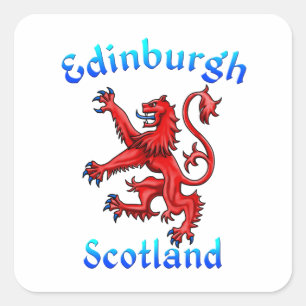 Edinburgh Scotland Lion Rampant Scottish Flag Square Sticker