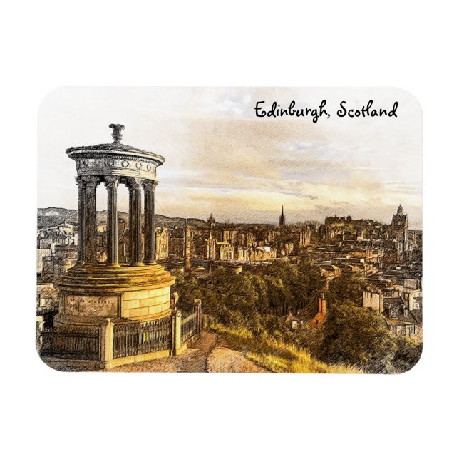 Edinburgh Scotland Panorama View Vintage Travel Magnet (Horizontal)