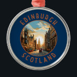 Edinburgh Scotland Retro Distressed Circle Metal Tree Decoration<br><div class="desc">Edinburgh retro vector travel design. Edinburgh is Scotland's compact,  hilly capital. It has a mediaeval Old Town and elegant Georgian New Town with gardens and neoclassical buildings.</div>