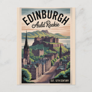 Edinburgh Scotland Retro Style Travel Cityscape Postcard