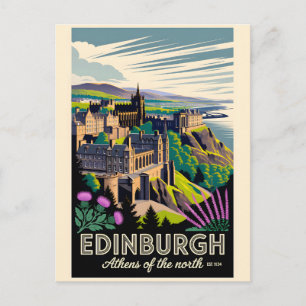 Edinburgh Scotland Retro Travel Poster Art Holiday Postcard