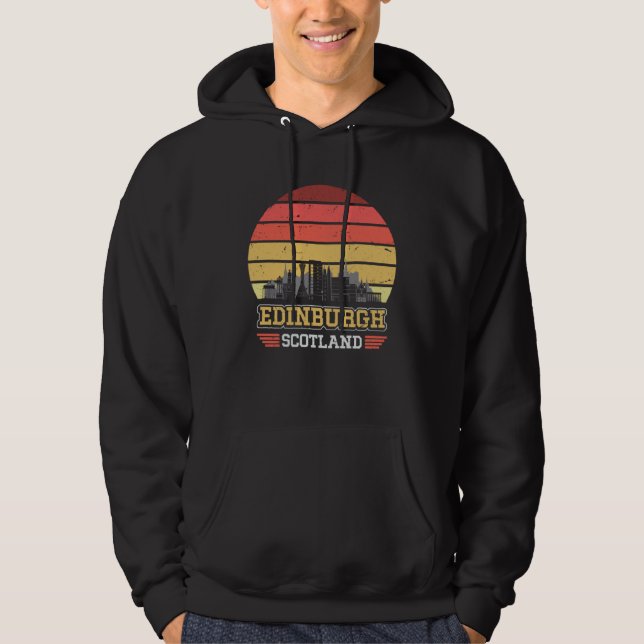 Edinburgh Scotland Retro Vintage Sunset Skyline Ed Hoodie (Front)