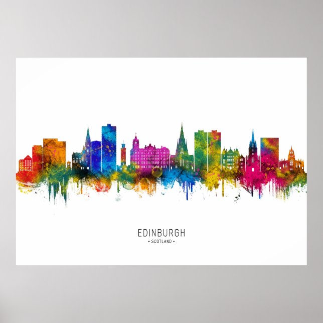 Edinburgh Scotland Skyline Poster (Front)