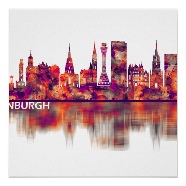 Edinburgh Scotland Skyline Poster (Front)