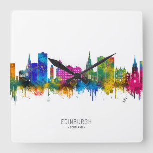 Edinburgh Scotland Skyline Square Wall Clock